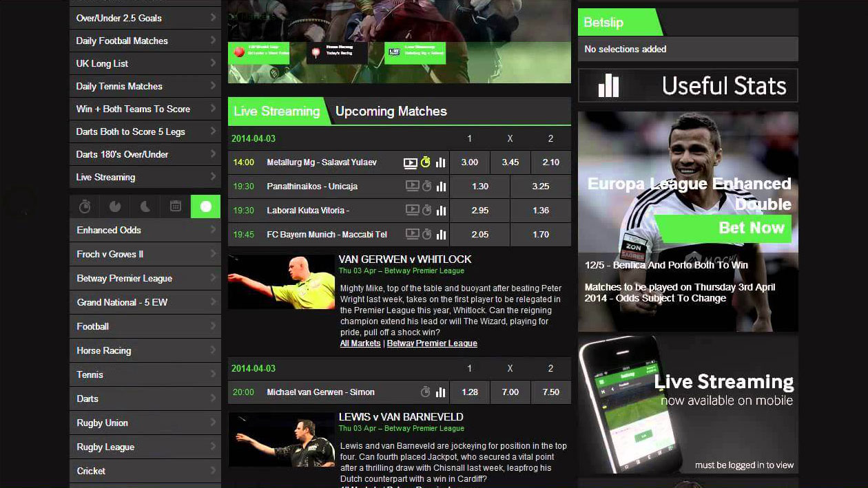 Wettangebot bei Betway